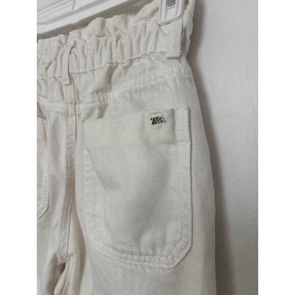 Zara Paper Bag High Rise Cream Lightweight Jeans Size 0 Minimal Barrell Boho - Picture 3 of 7